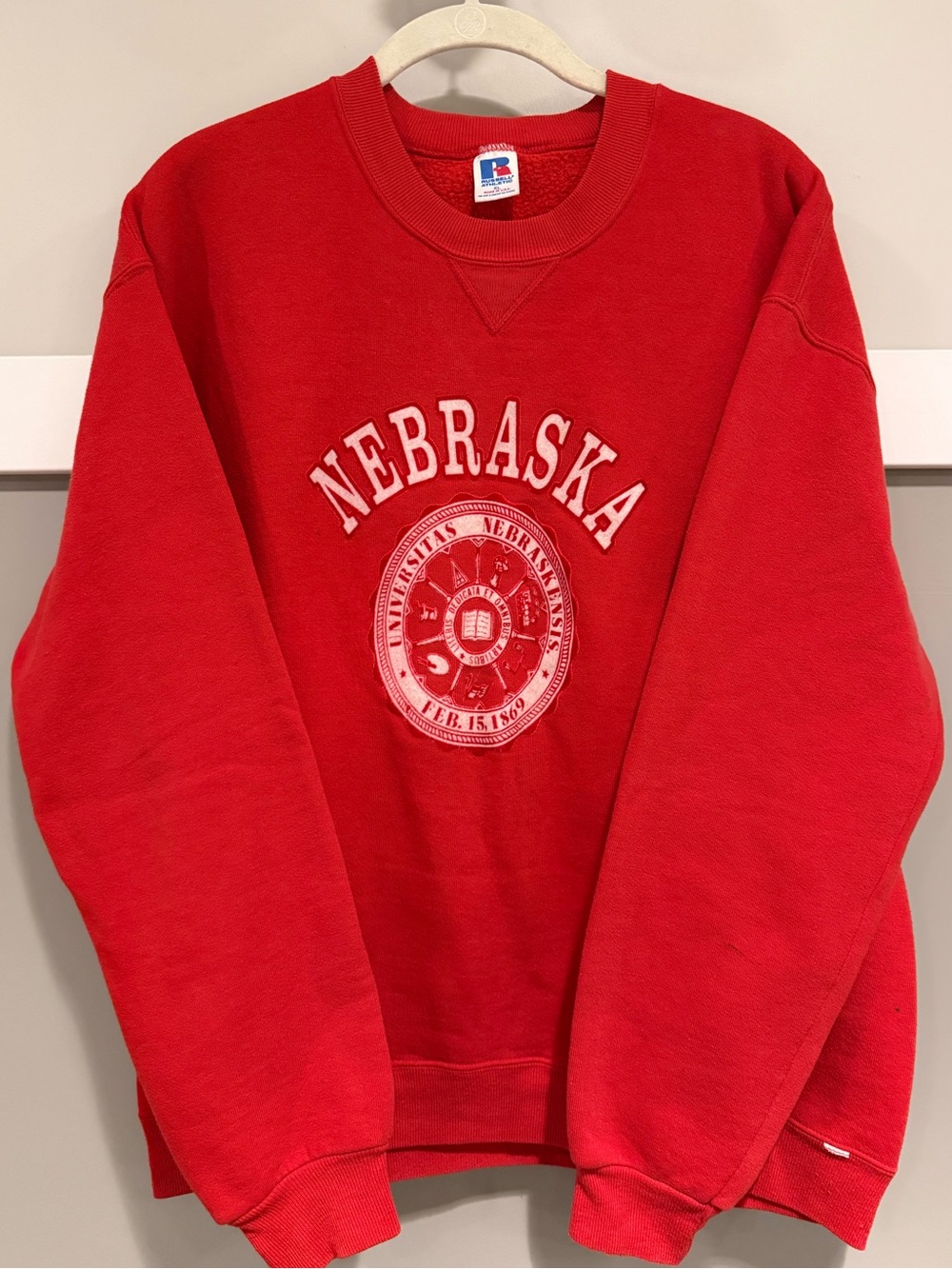 Russell Athletic Red Nebraska Seal Crewneck Sweatshirt